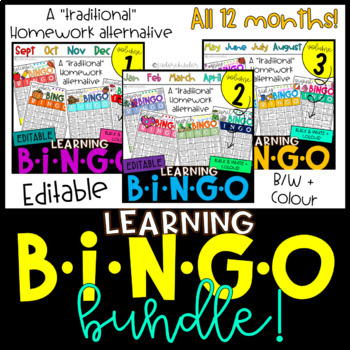 Preview of Monthly Learning BINGOs: 12 Month BUNDLE!