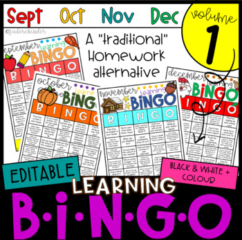 Preview of Monthly Learning BINGOs: VOLUME 1 (Sept, Oct, Nov, Dec)