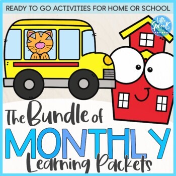 Preview of Monthly Learning Packets, Activities for Preschool, PreK, Kindergarten, BUNDLE