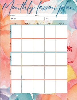 Preview of Monthly Lesson Planning Sheet - Floral