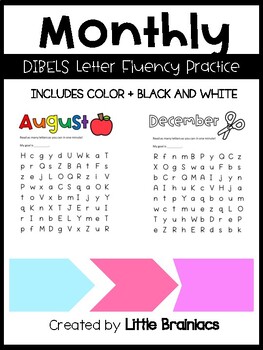 Preview of Monthly Letter Fluency Letter Practice for DIBELS
