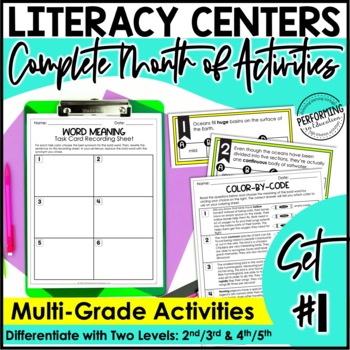 Preview of Monthly Literacy Centers | Reading Centers | Writing Centers | 2nd-5th | Set 1