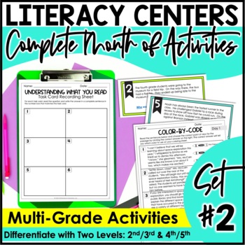 Preview of Monthly Literacy Centers | Reading Centers | Writing Centers | 2nd-5th | Set 2