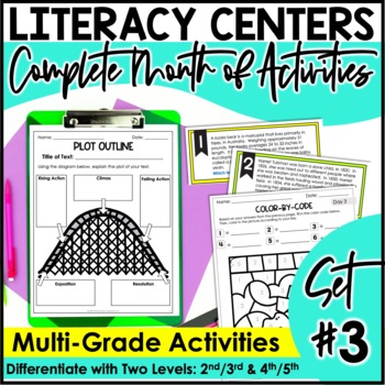 Preview of Monthly Literacy Centers | Reading Centers | Writing Centers | 2nd-5th | Set 3