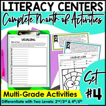 Preview of Monthly Literacy Centers | Reading Centers | Writing Centers | 2nd-5th | Set 4