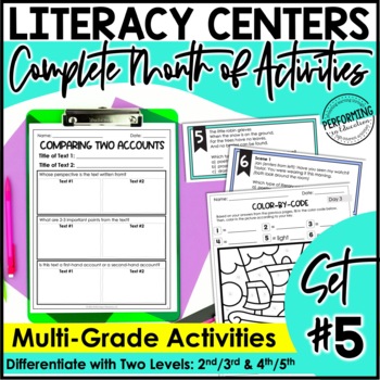 Preview of Monthly Literacy Centers | Reading Centers | Writing Centers | 2nd-5th | Set 5