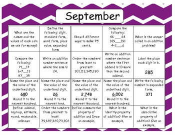 Preview of Monthly Math Prompt Calendars! (Sept.-June) Aligned to Grade 3 CCS