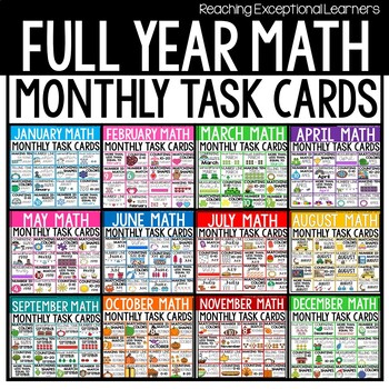 Preview of Monthly Math Task Boxes for Special Education