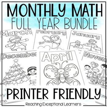 Preview of Monthly Math for Special Education Full Year Bundle