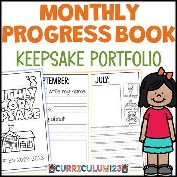 Preview of Monthly Memory Book with Writing Prompts | Writing Portfolio Progress