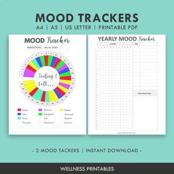 Monthly Mood Tracker (FREEBIE) by Wellness Printables | TpT