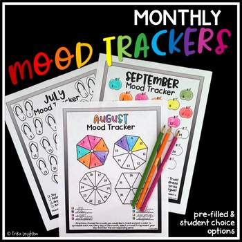 Preview of Monthly Mood Trackers for Social Emotional Learning