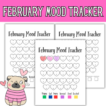 Preview of Monthly Mood Tracker for Social Emotional Learning, February Feelings, Check-In