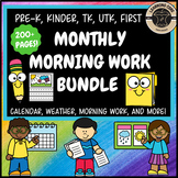 Monthly Morning Work Bundle Calendar + Weather PreK Kinder