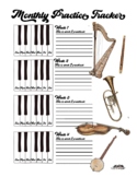 Monthly Music Practice Trackers - 3 Versions, 2 Font Style
