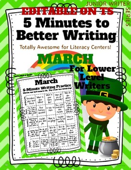 Preview of Monthly *NO PREP* 5-Minute Writing Prompt Boards - March - Lower Elementary