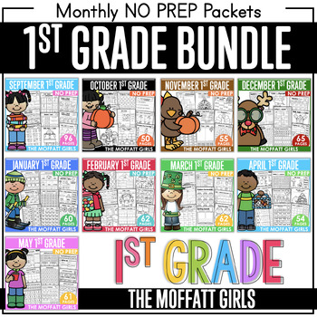 Preview of 1st Grade Math and Literacy NO PREP Bundle Back to School First Week of School