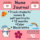 Monthly Name Journal, Self-portraits, Portfolio, Preschool