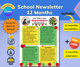 Monthly Newsletter Template, 12 months, fully editable in Canva.
