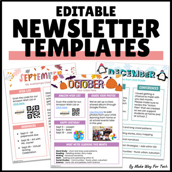 Preview of Monthly Newsletter Template Editable | May Classroom Newsletters Templates      