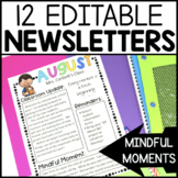 Monthly Newsletter Template Editable with Mindfulness Activities