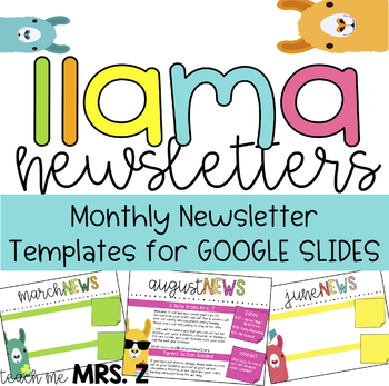Classroom Newsletter Template Llama Theme