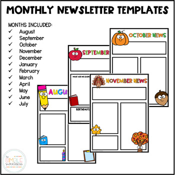 Monthly Newsletter Templates | EDITABLE by The Simple Sweetness | TpT