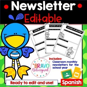 Preview of Monthly Newsletter Templates EDITABLE (Spanish) - Online