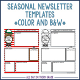 Preview of Monthly Newsletter Templates for Elementary Teachers | Color and B&W