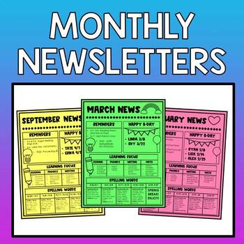 Monthly Newsletters by Cald2Teach | TPT