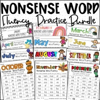 Preview of Year-Long Nonsense Word Fluency Practice Activities BUNDLE