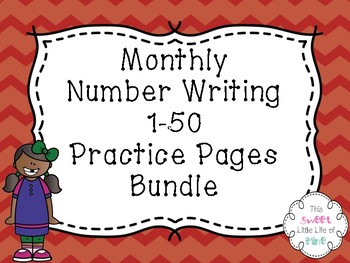 Preview of Monthly Number Writing Practice 1-50