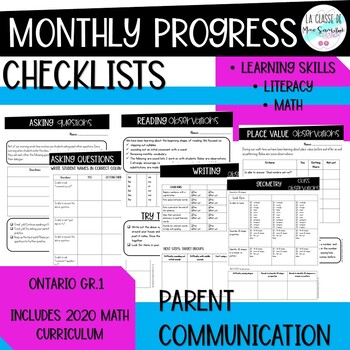Preview of Monthly Progress Checklists for Gr. 1 French Immersion I Parent Communication