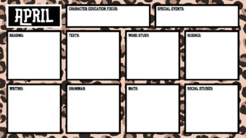 Preview of Monthly Pacing Planner CHEETAH THEME  | #BTS21