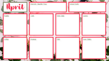 Preview of Monthly Pacing Planner PINK FLORAL THEME  | #BTS21