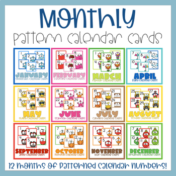 Monthly Pattern Calendar Set for the Year BUNDLE by Our Blessed Homeschool