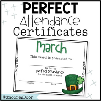 Preview of Monthly Perfect Attendance Certificates