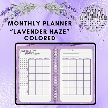 Preview of Monthly Planner - Lavender Haze/Purple Marble Colored