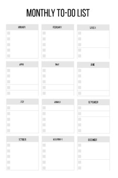 Preview of Monthly Planner To Do List for Students and Teachers