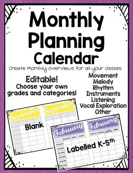 Preview of Monthly Planning Calendar EDITABLE!