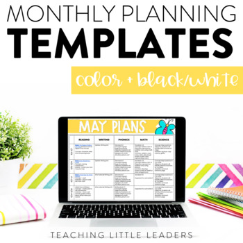 Preview of Monthly Planning Calendar Templates {Digital & Editable}
