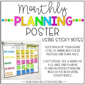 Preview of Monthly Planning Posters Using Sticky Notes