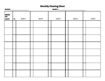 Preview of Monthly Planning Sheet for SLP's