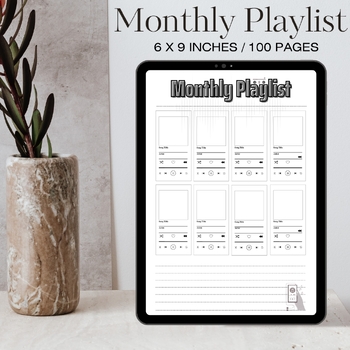 Preview of Monthly Playlist Journal / Editable Canva Template