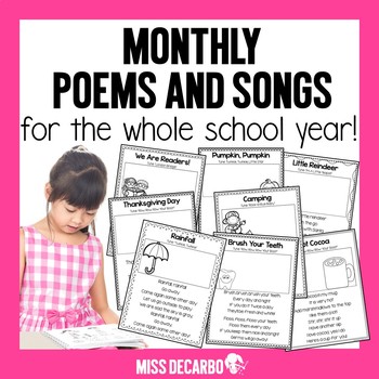Preview of Monthly Poems and Songs - Distance Learning