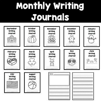 Preview of Monthly Primary Lined Writing Journals