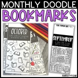 Monthly Doodle Coloring Bookmarks