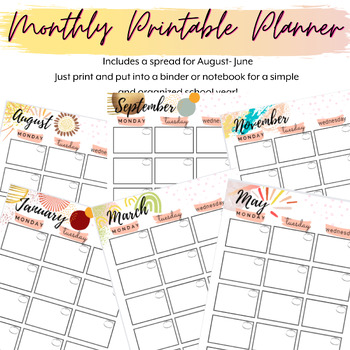 Preview of Monthly Printable Planner