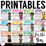 Monthly Printables for Literacy and Math