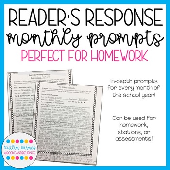 Preview of Monthly Reader's Response Prompts--perfect for independent reading homework!